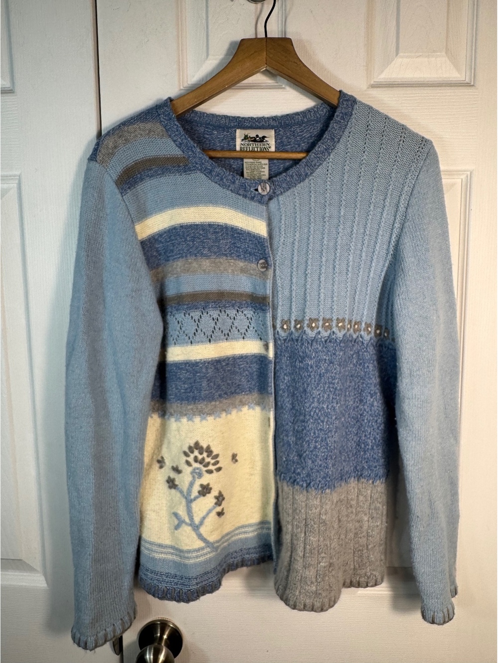 Northern Reflections Women's Patchwork Button-Up Cardigan Sweater Medium